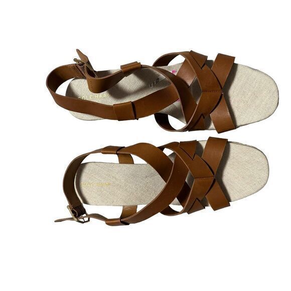 Cole Haan Women's‎ Crystal Honey Leather Wedge Sandals W23574 Sz 8.5 - Picture 1 of 5